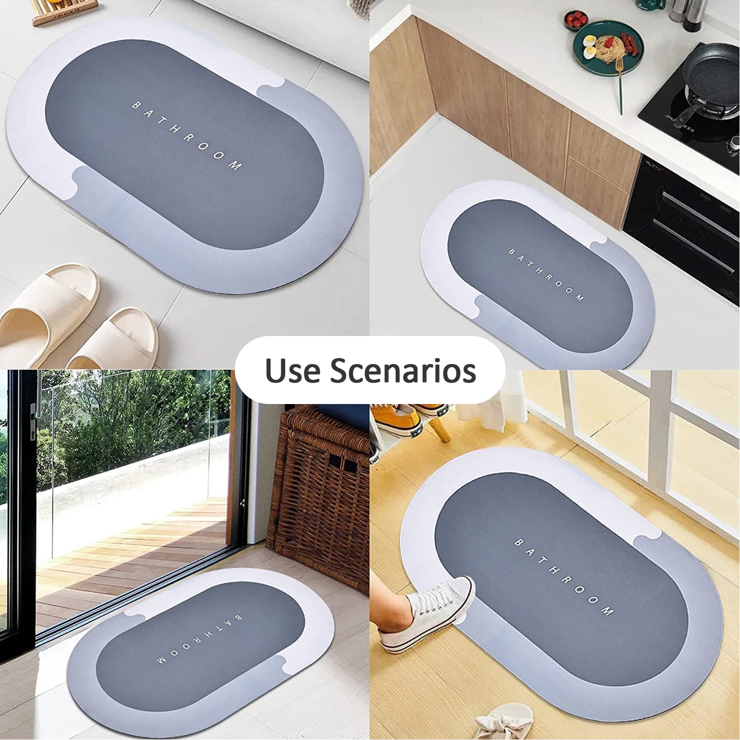 Super Absorbent Floor Mat Bath Mat Soft Carpet Slip-resistant Bathing Room Rug Floor Door Mat Instant Drying Mat Bathroom Rug Absorbent Bath Mat