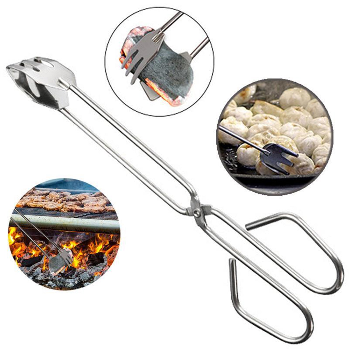 31cm Multi Functional Metal Bbq Clip Tongs Clamp For Garbage Charcoal Serving Tools